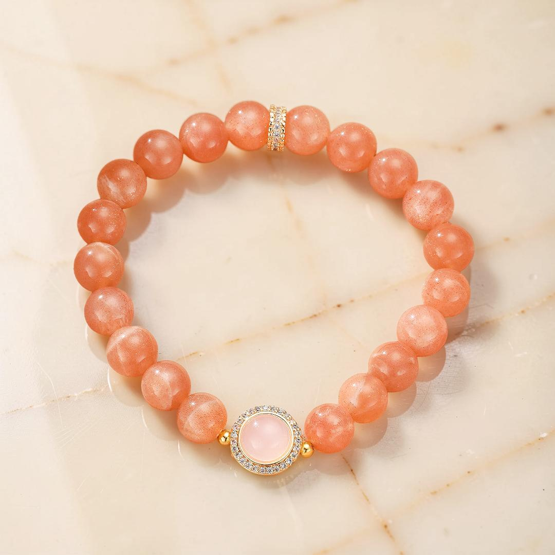 ATELIER-TIBET – Bracelet Pierre de Soleil et Quartz Rose – Aura Tendre