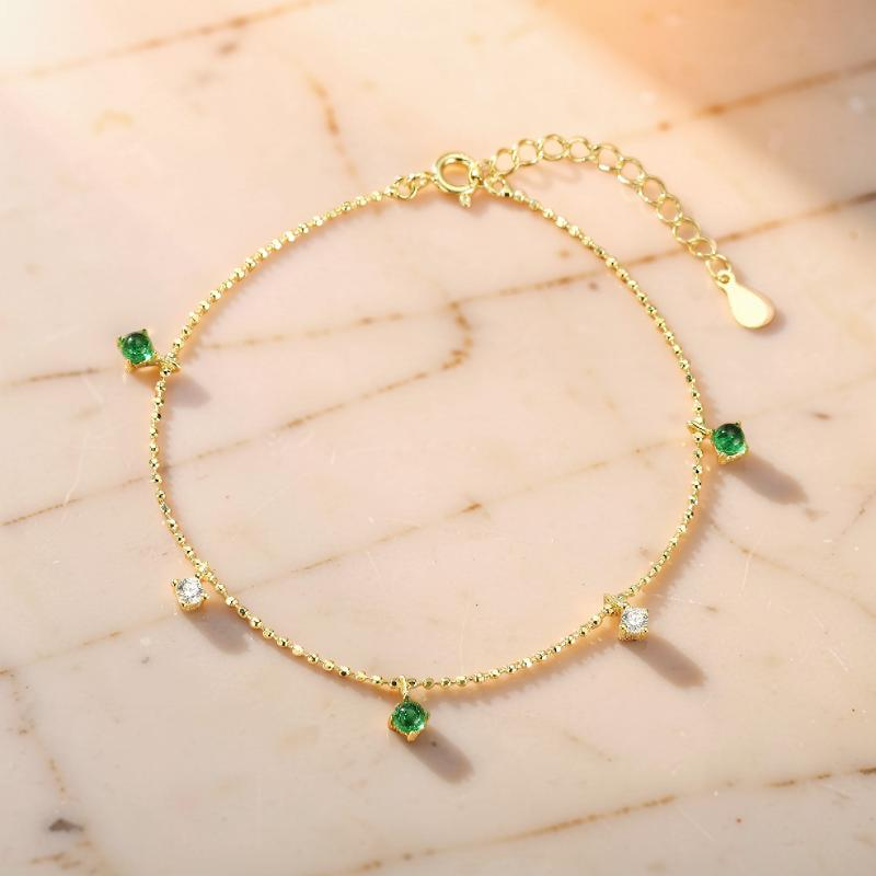 ATELIER-TIBET – Bracelet Émeraude  – Rosée Lumineuse, Argent 925