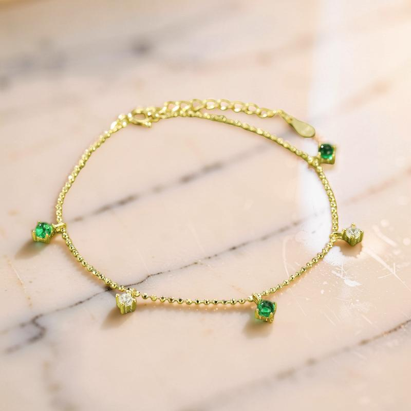 ATELIER-TIBET – Bracelet Émeraude  – Rosée Lumineuse, Argent 925
