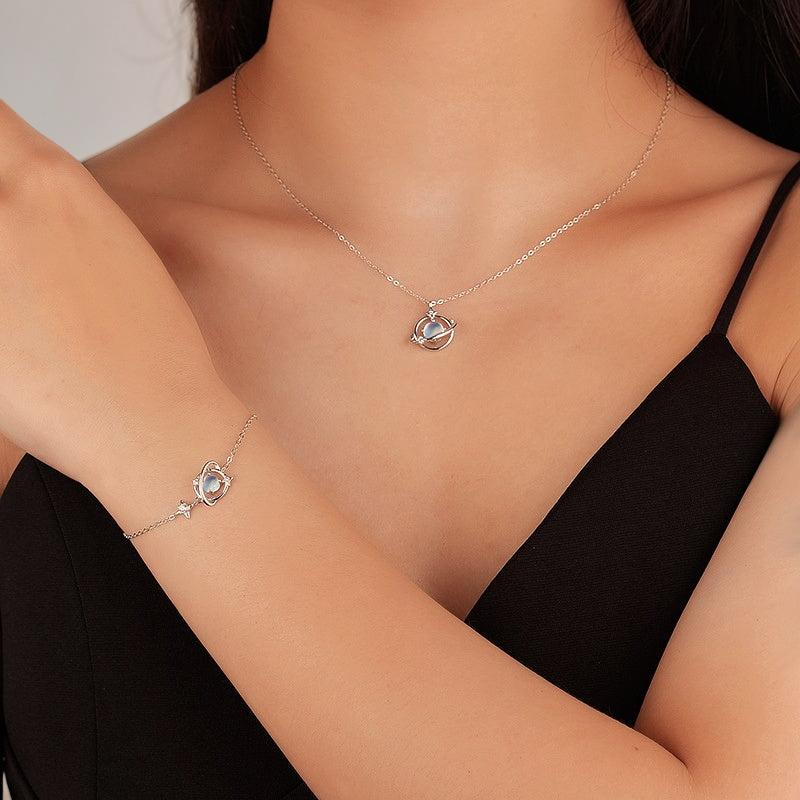 ATELIER-TIBET – Bracelet Pierre de Lune – Étoile Galactique, Argent 925