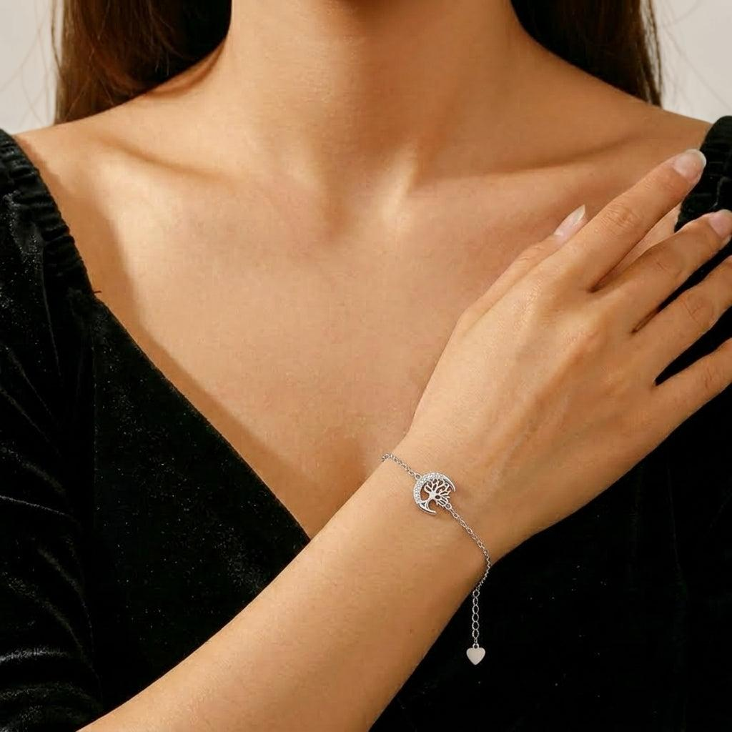 ATELIER-TIBET – Bracelet Arbre de Vie – Arbre Lunaire, Argent