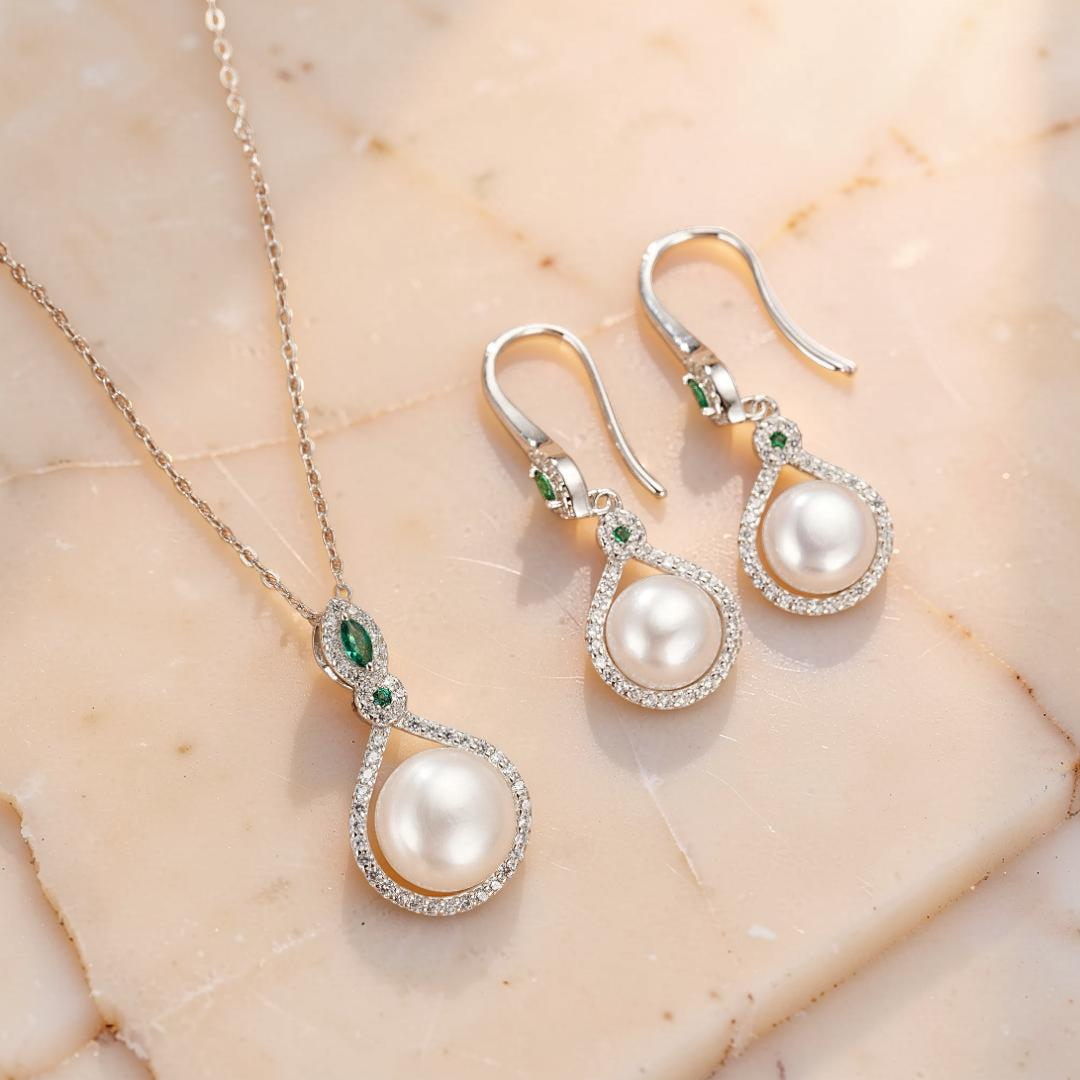 ATELIER-TIBET – Boucles d’Oreilles Perle – Elegancia, Argent 925