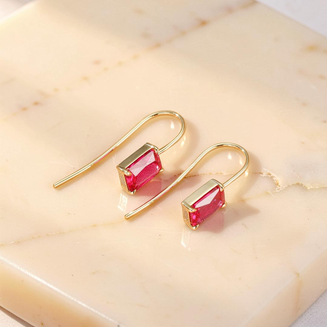 ATELIER-TIBET – Boucles d’Oreilles Cornaline – Élégance Pourpre, Argent Plaqué Or