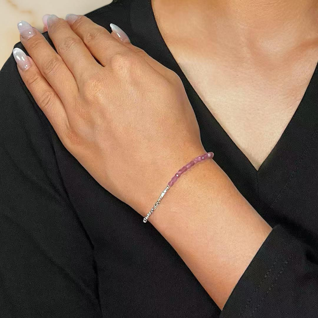 ATELIER-TIBET – Bracelet Tourmaline – Rose Intuitive, Argent