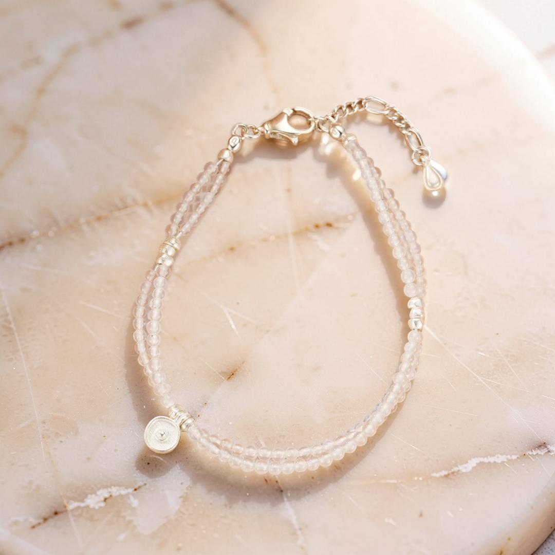 ATELIER-TIBET – Bracelet Cristal de Roche – Goutte Discrète, Argent