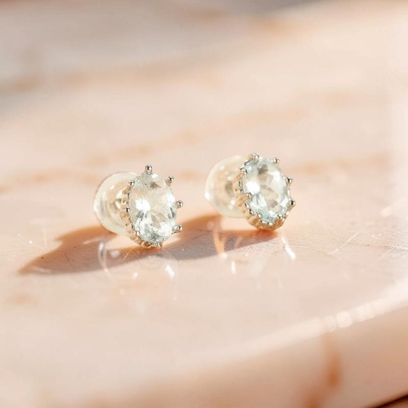 ATELIER-TIBET – Boucles d'oreilles Aigue marine – Éclat Marin, Argent