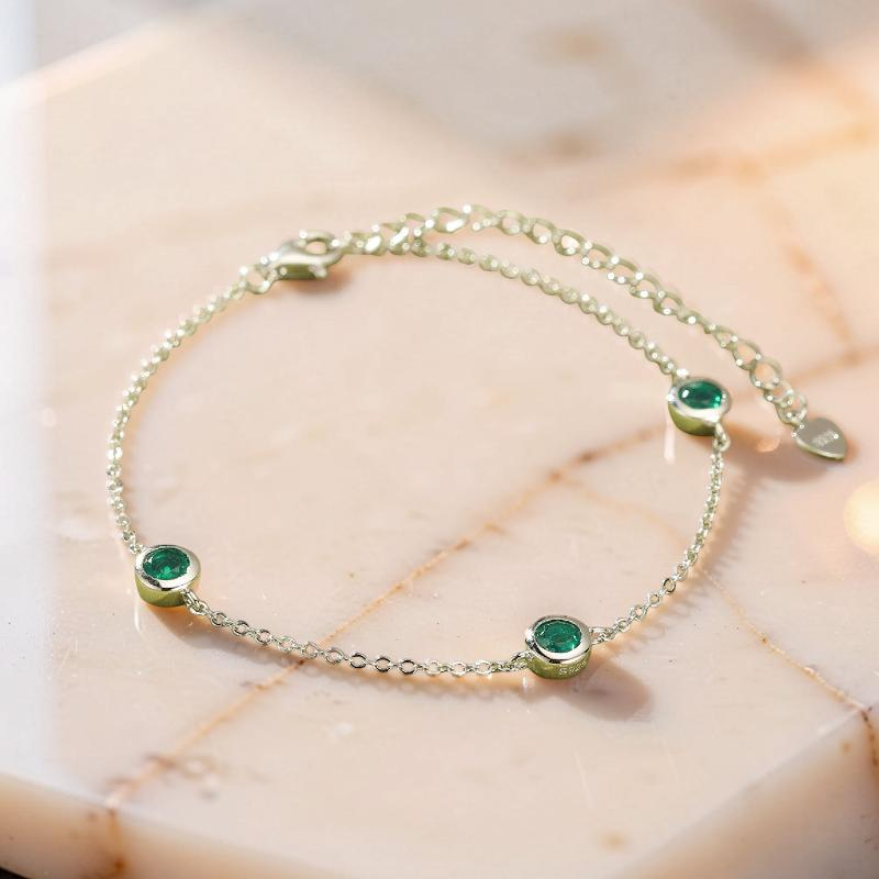 ATELIER-TIBET – Bracelet Émeraude – Éclat de Printemps, Argent