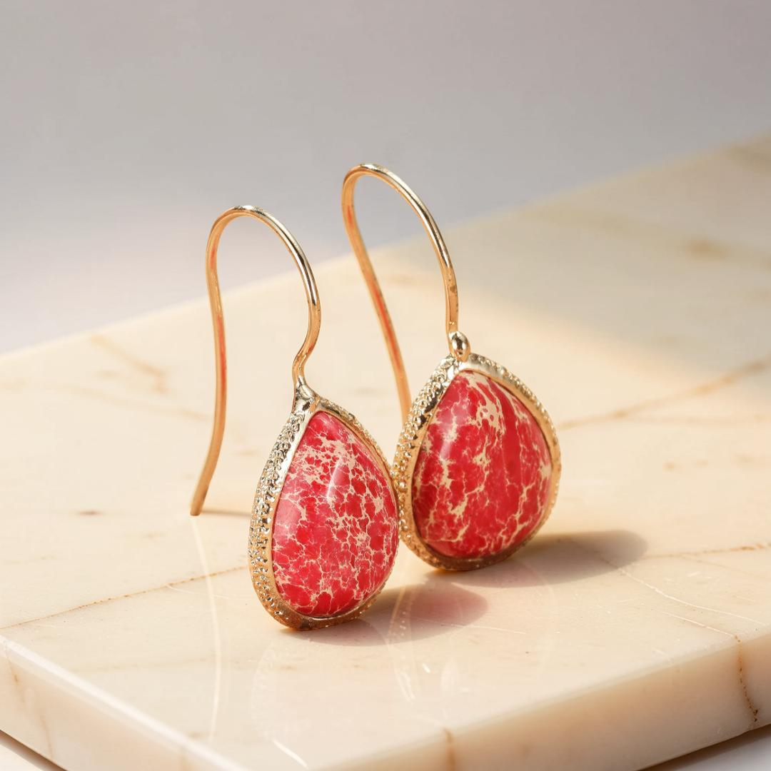 ATELIER-TIBET – Boucles d’Oreilles Jaspe – Flamme d'Amour