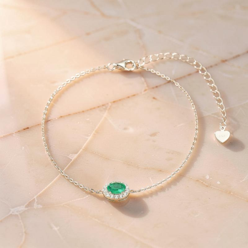 ATELIER-TIBET – Bracelet Émeraude – Souffle de Nature, Argent Plaqué Or