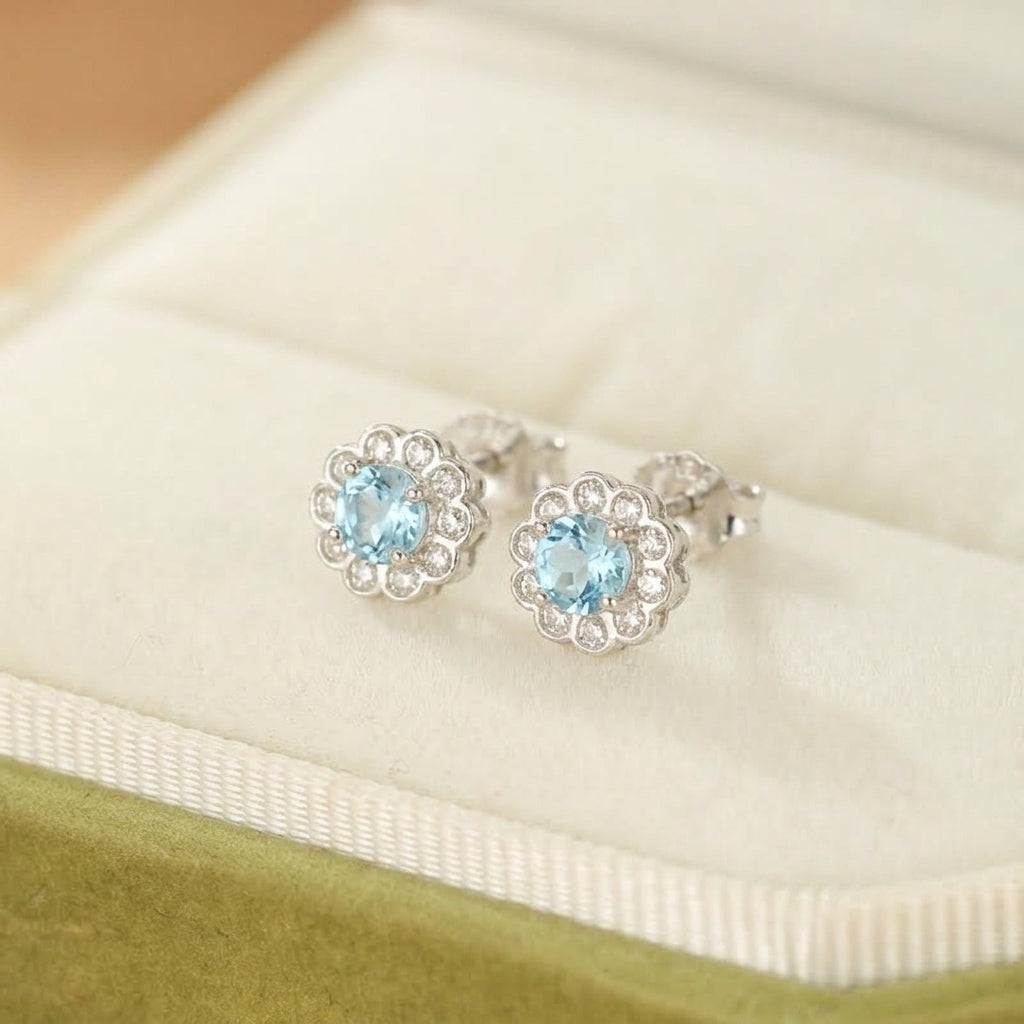 ATELIER-TIBET – Boucles d'Oreilles Topaze – Fleur d'Eden, Argent
