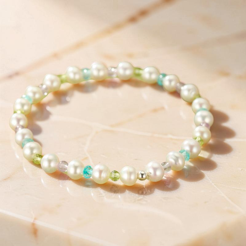 ATELIER-TIBET – Bracelet Perle, Péridot, Topaze et Améthyste – Reflet Envoûtant