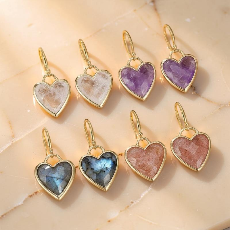 ATELIER-TIBET – Boucles d'Oreilles Labradorite – Cœur Mystique