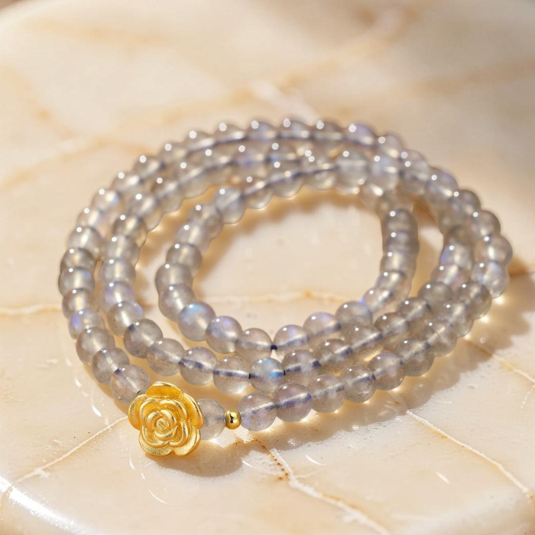 ATELIER-TIBET – Bracelet Labradorite – Rose Doré