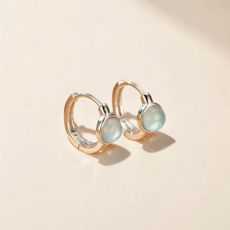 ATELIER-TIBET – Boucles d'oreilles Aigue marine – Lumière Marine, Argent