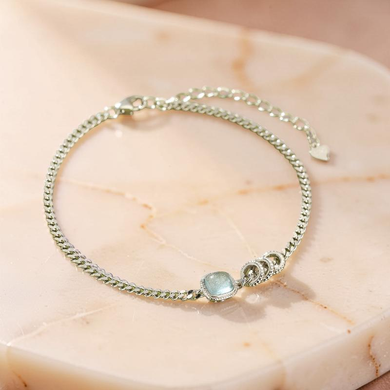 ATELIER-TIBET – Bracelet Aigue-Marine – Douceur de Vague, Argent