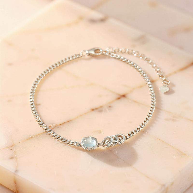 ATELIER-TIBET – Bracelet Aigue-Marine – Douceur de Vague, Argent