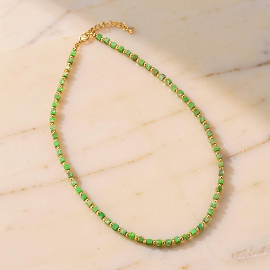 ATELIER-TIBET – Collier/Bracelet Jaspe Rouge/Vert – Éclat Bohème