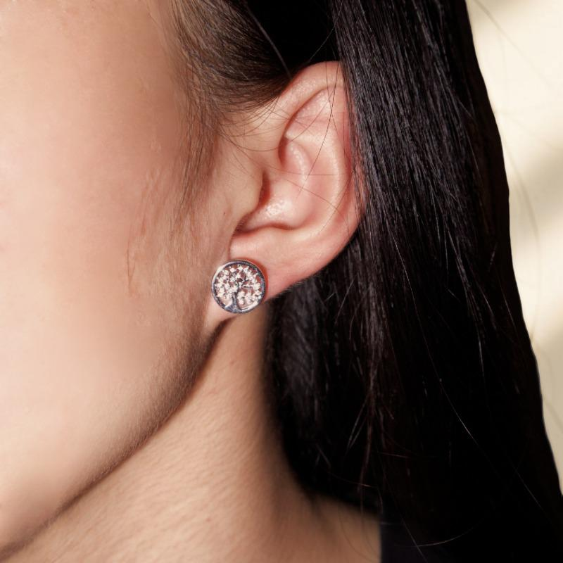 ATELIER-TIBET – Boucles d'Oreilles Arbre de Vie – Harmonie Sacrée, Argent S925