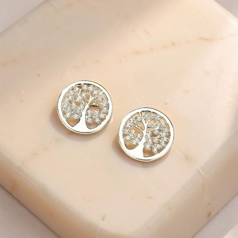 ATELIER-TIBET – Boucles d'Oreilles Arbre de Vie – Harmonie Sacrée, Argent S925