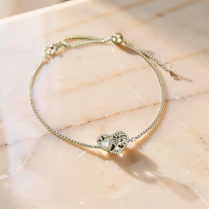 ATELIER-TIBET – Bracelet Pierre de Lune Arbre de Vie – Nature Éternelle, Argent