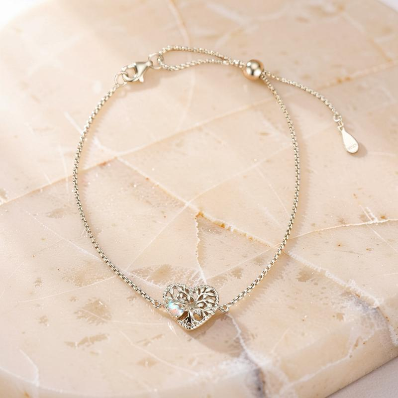 ATELIER-TIBET – Bracelet Pierre de Lune Arbre de Vie – Nature Éternelle, Argent