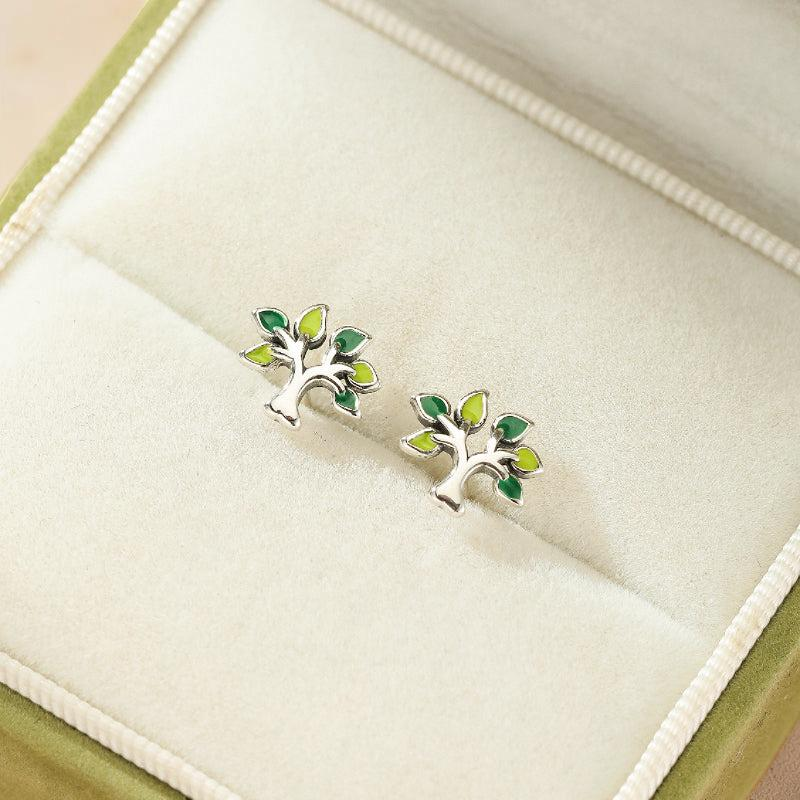 ATELIER-TIBET – Boucles d'Oreilles Arbre de Vie – Énergie de Vie, Argent