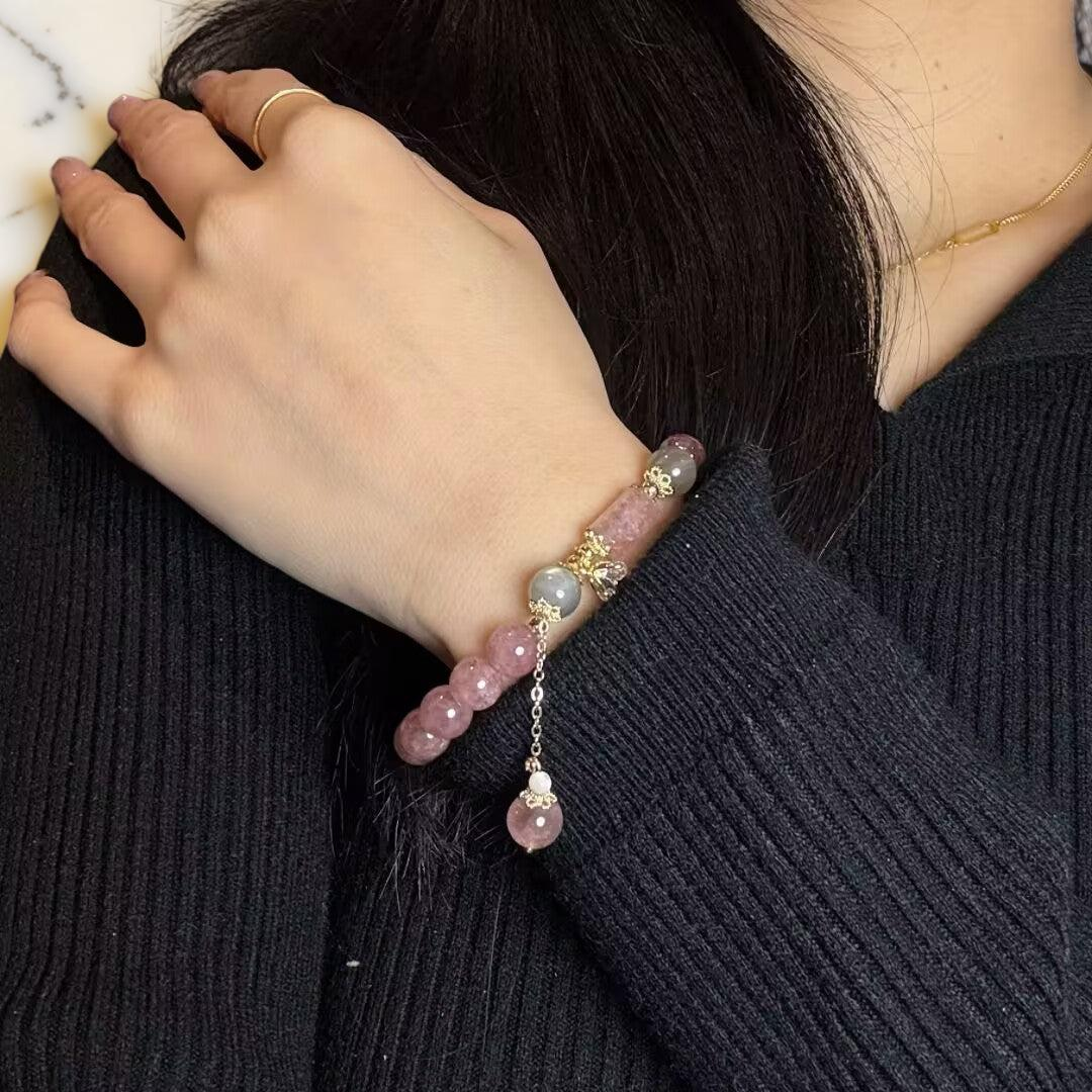 ATELIER-TIBET – Bracelet Quartz Fraise – Douceur Rosée