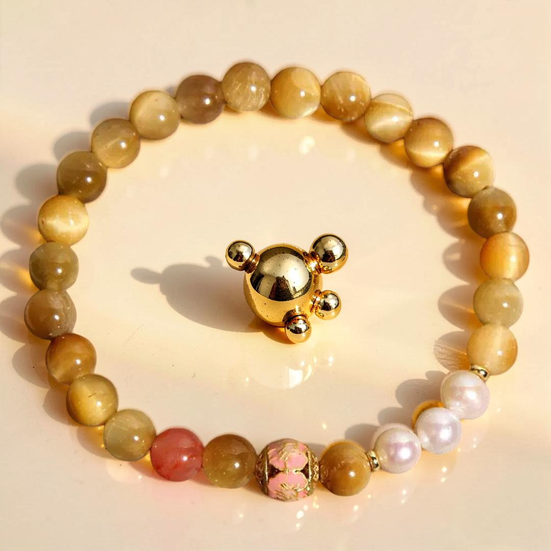 ATELIER-TIBET – Bracelet Œil de Tigre et Perles – Éclat Impérial