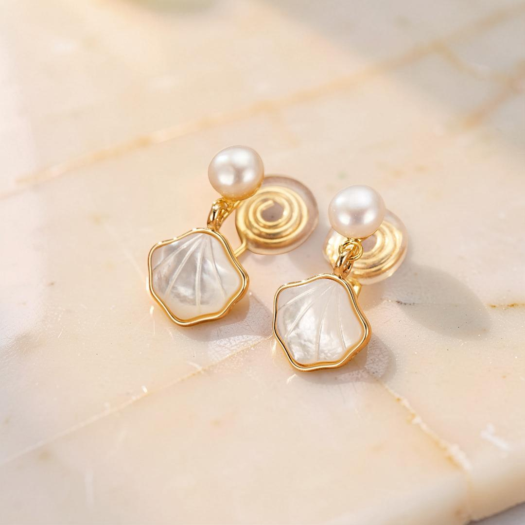 ATELIER-TIBET – Boucles d’Oreilles Perle – Éclat Marin