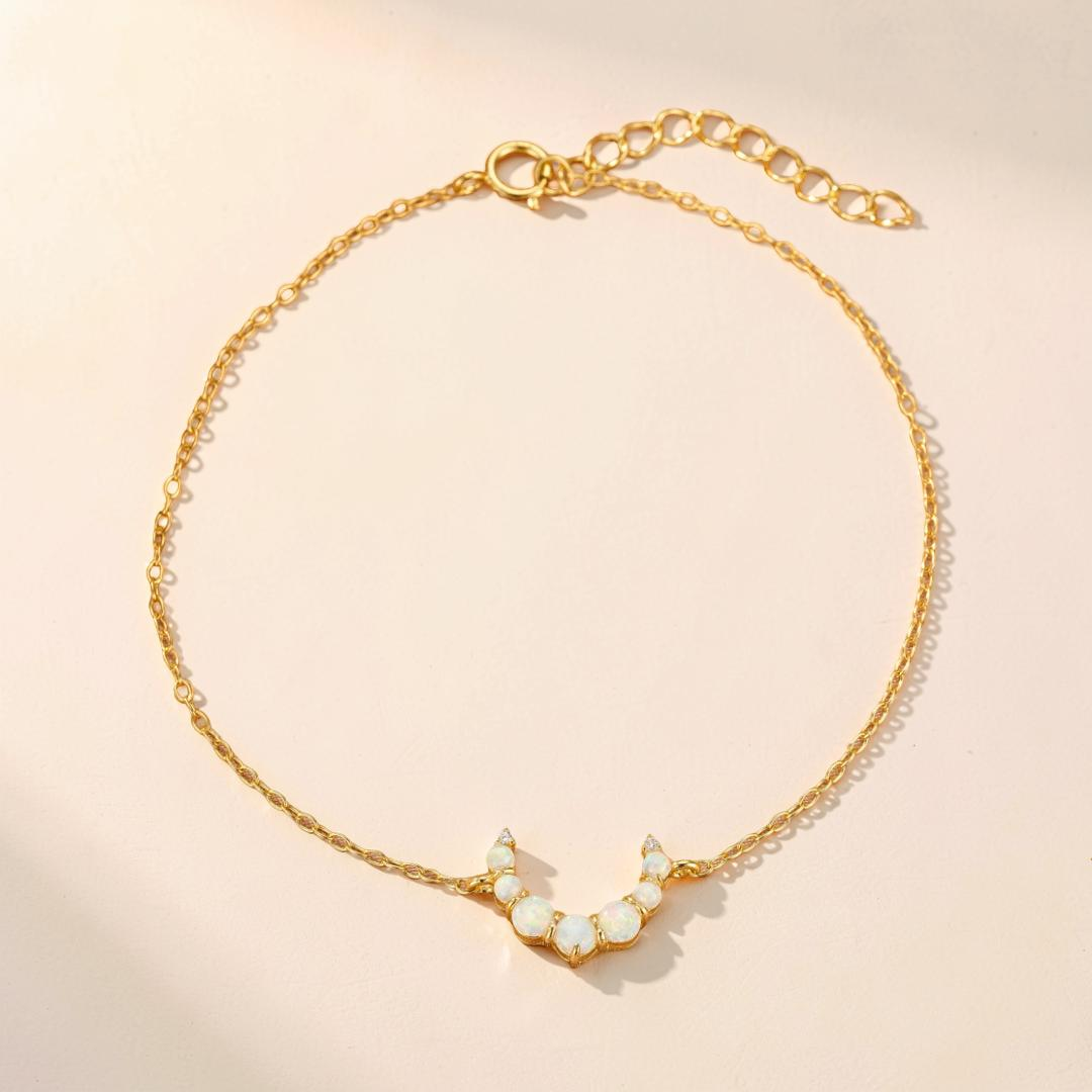 ATELIER-TIBET – Bracelet Opale – Douce Lueur, Argent 925 Plaqué Or 18K