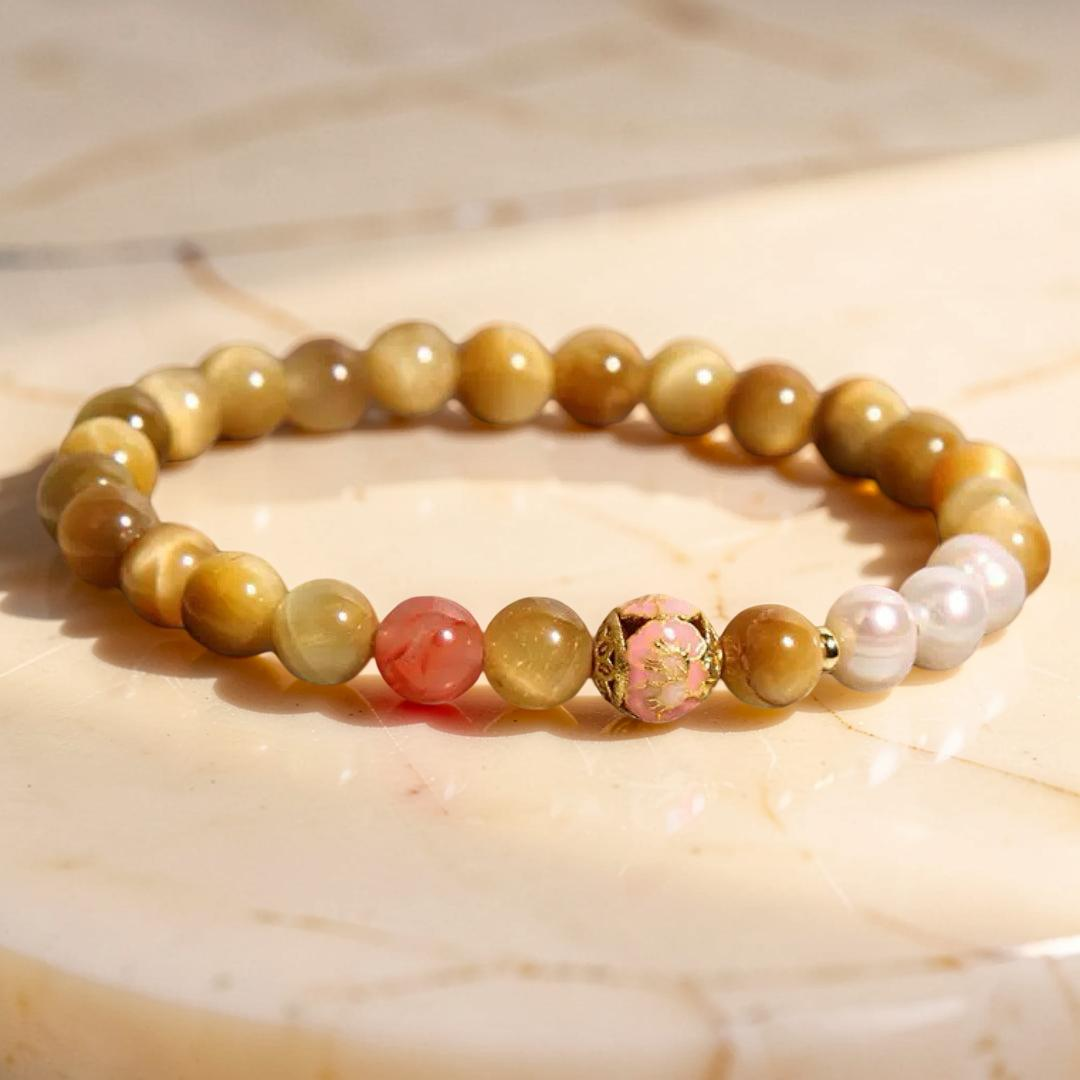 ATELIER-TIBET – Bracelet Œil de Tigre et Perles – Éclat Impérial