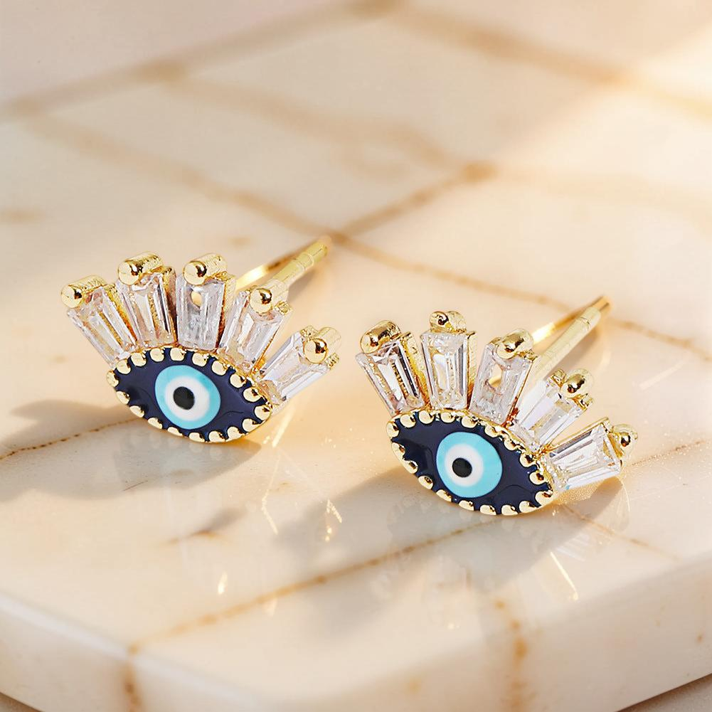 ATELIER-TIBET – Boucle d’oreille Mauvais Œil  Regard  en Cristal