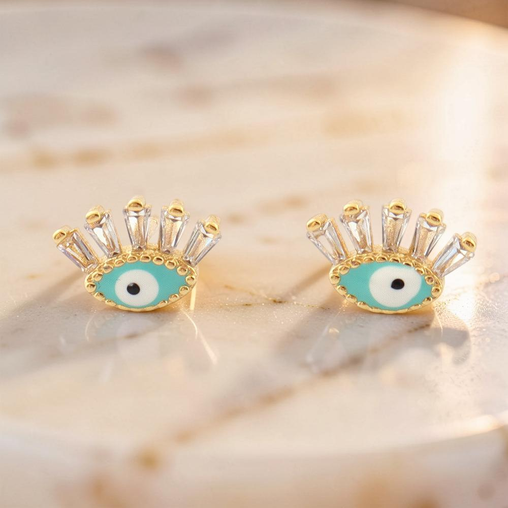 ATELIER-TIBET – Boucle d’oreille Mauvais Œil  Regard  en Cristal