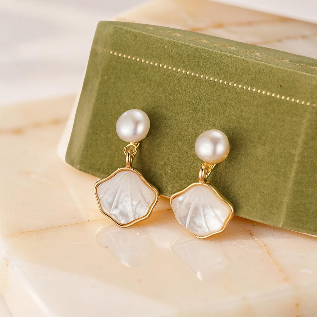 ATELIER-TIBET – Boucles d’Oreilles Perle – Éclat Marin