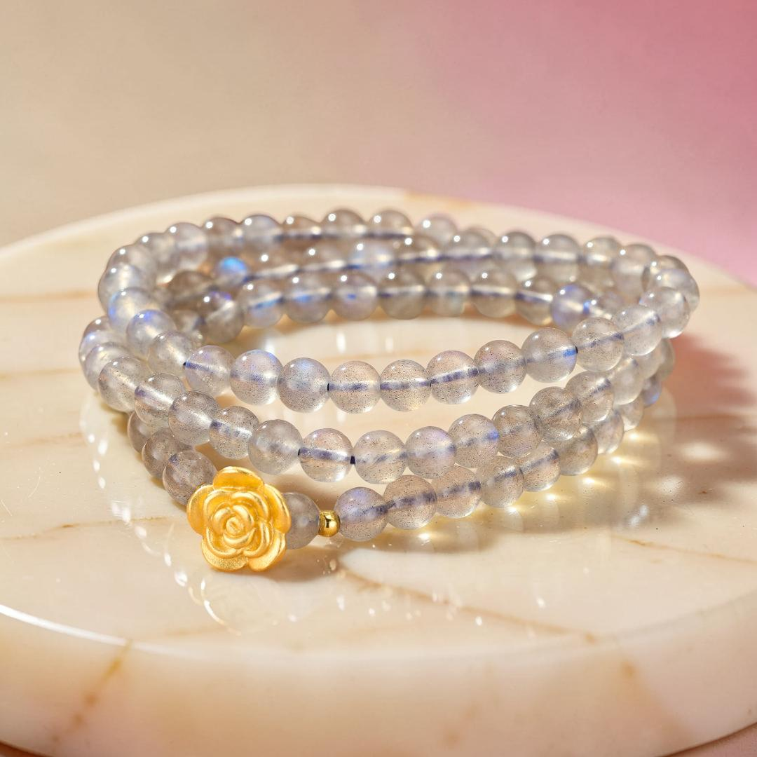 ATELIER-TIBET – Bracelet Labradorite – Rose Doré