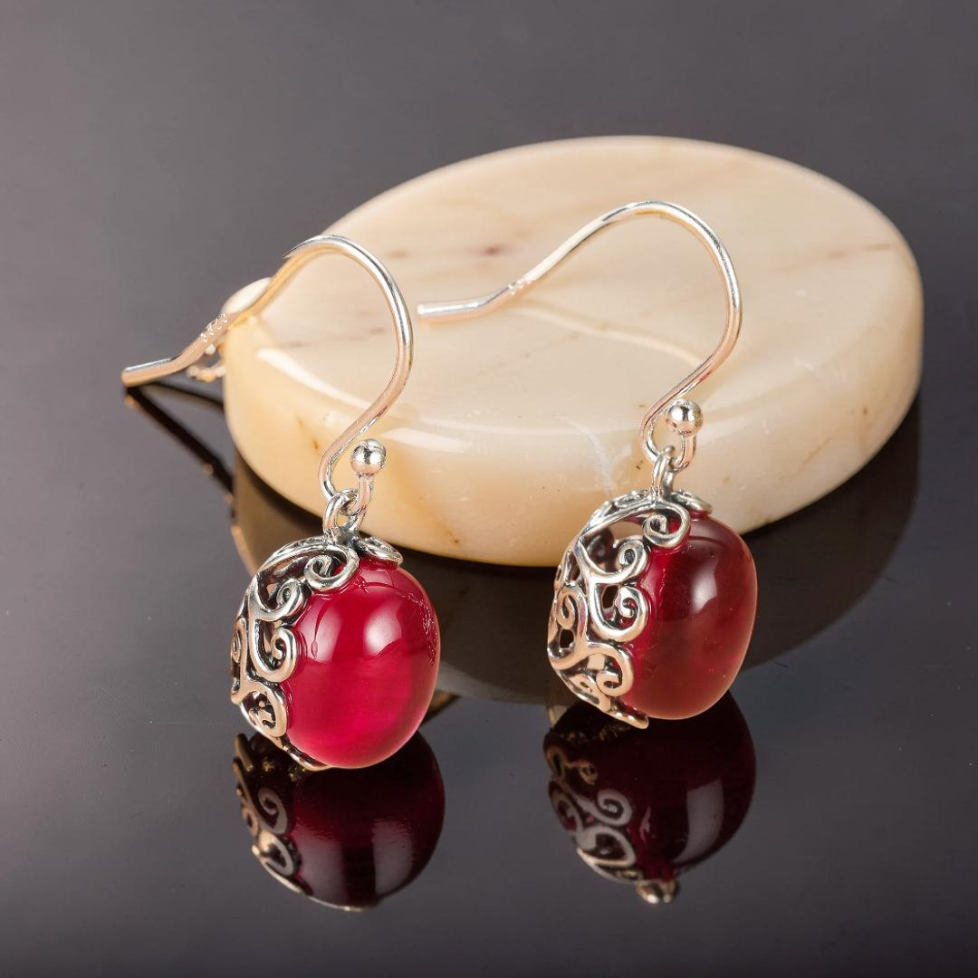 ATELIER-TIBET – Boucles d’Oreilles Cornaline – Reflets d’Orient, Argent