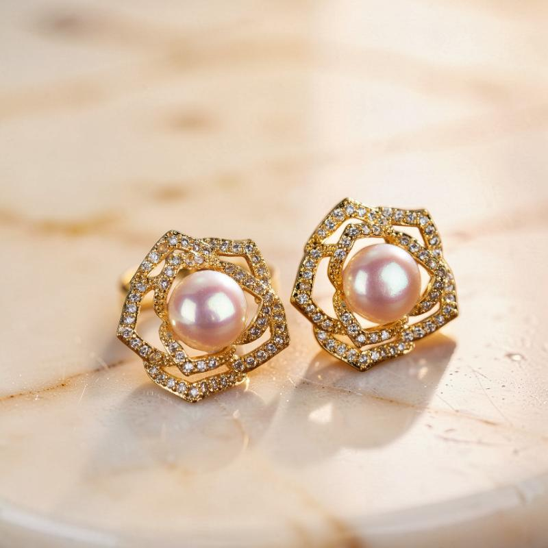 ATELIER-TIBET – Boucles d'Oreilles Perle – Rose de Promesse