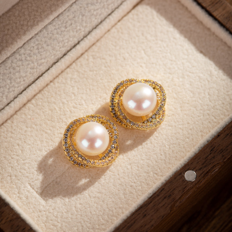 ATELIER-TIBET – Boucles d'Oreilles Perle – Douceur Nacrée, Argent Plaqué Or