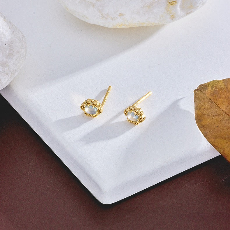 ATELIER-TIBET – Boucles d'Oreilles Aigue Marine – Aura Marine, Argent Plaqué Or