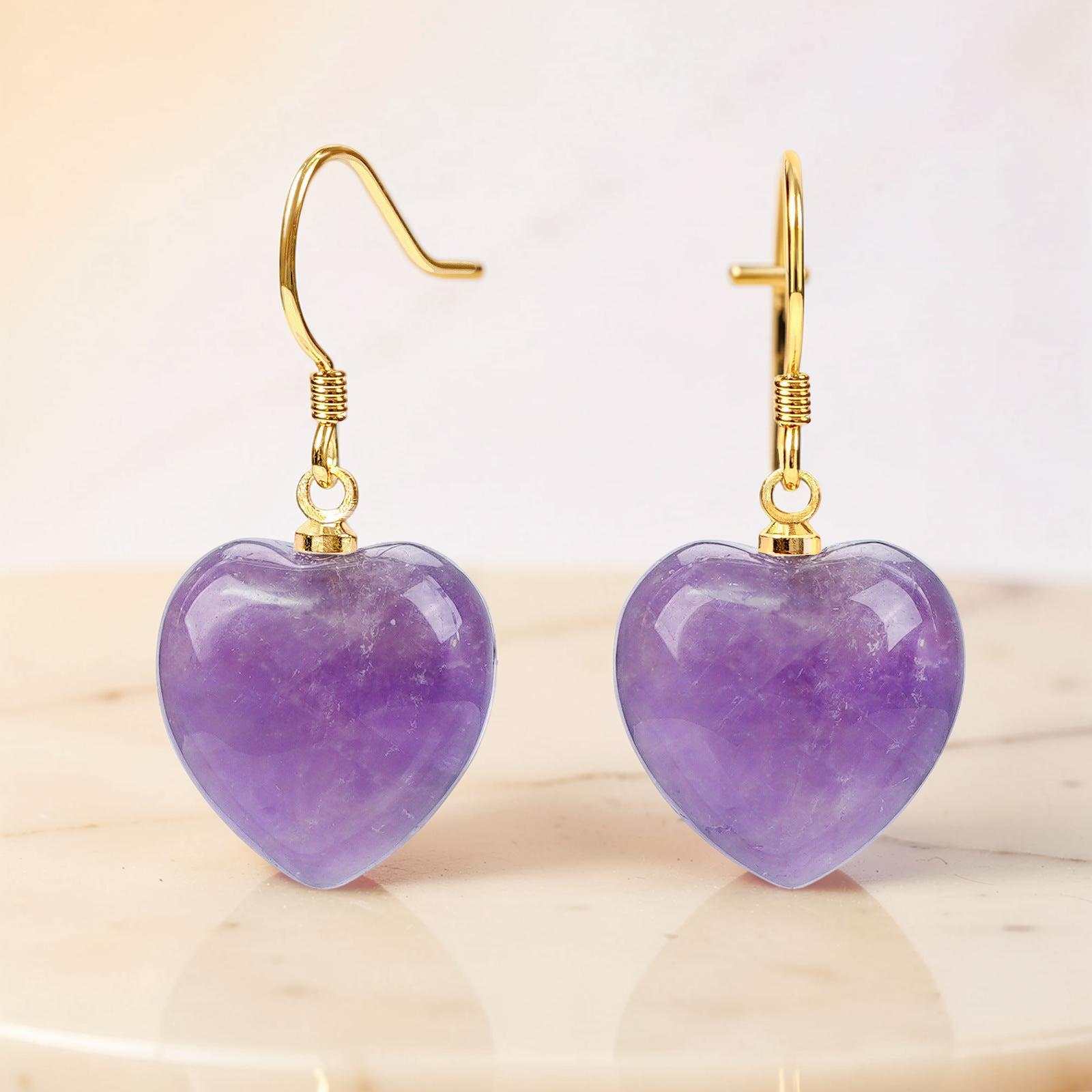 ATELIER-TIBET – Boucles d'Oreilles Améthyste – Amour Serein, Argent Plaqué Or