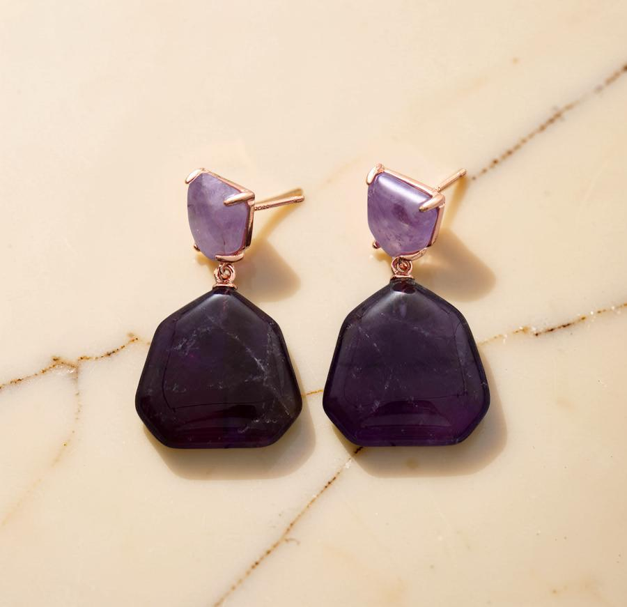 ATELIER-TIBET – Boucles d'Oreilles Améthyste – Apaisement