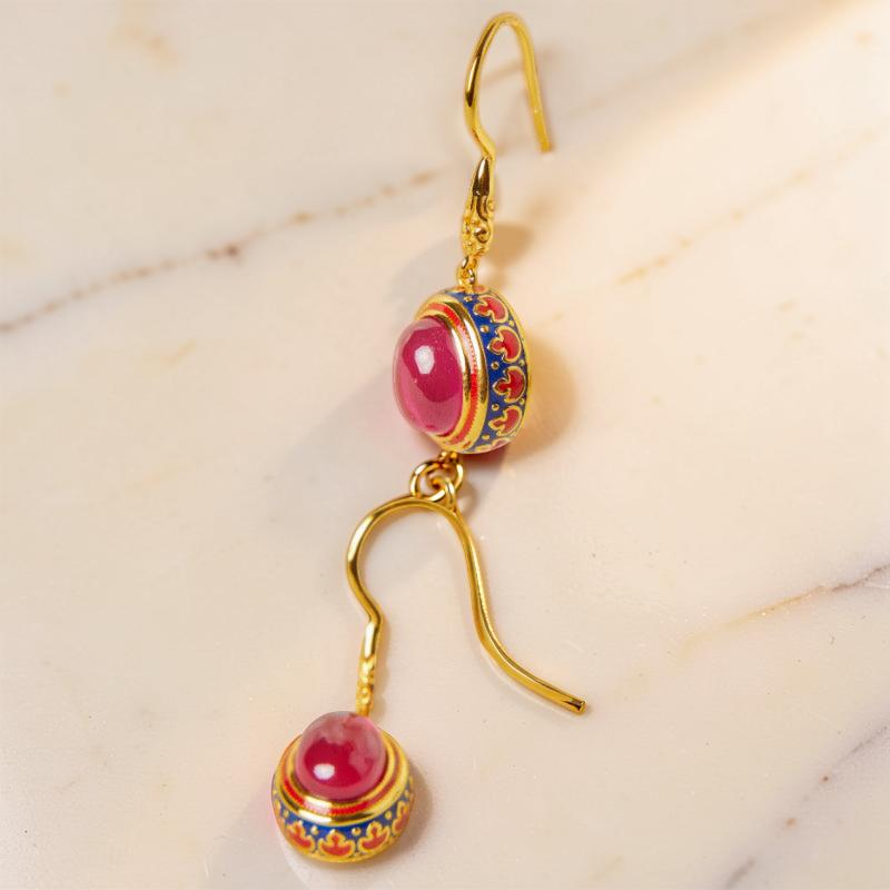 ATELIER-TIBET – Boucles d'Oreilles Cornaline – Abondance, Argent Plaqué Or