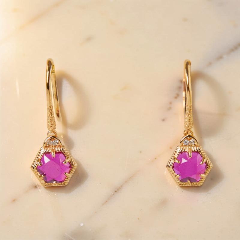ATELIER-TIBET – Boucles d'Oreilles Cornaline – Charme Passion, Argent Plaqué Or