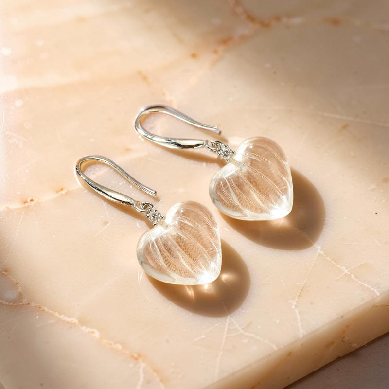 ATELIER-TIBET – Boucles d'Oreilles Cristal de Roche – Battement d’Ombre Lumineuse, Argent