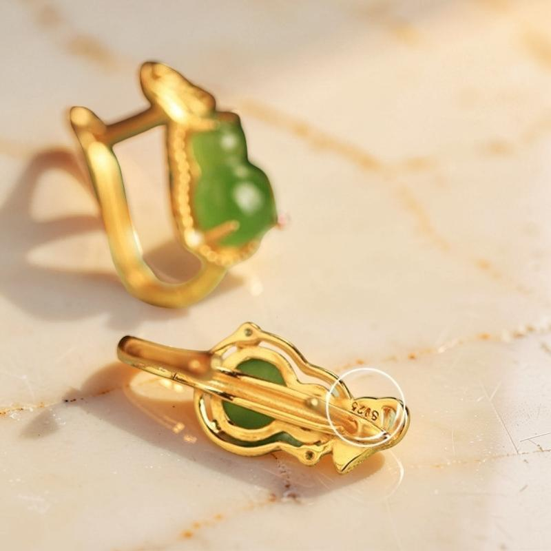 ATELIER-TIBET – Boucles d'Oreilles Jade – Délice, Argent Plaqué Or