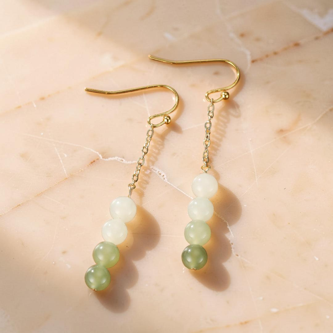 ATELIER-TIBET – Boucles d'Oreilles Jade – Mélodie des Verts