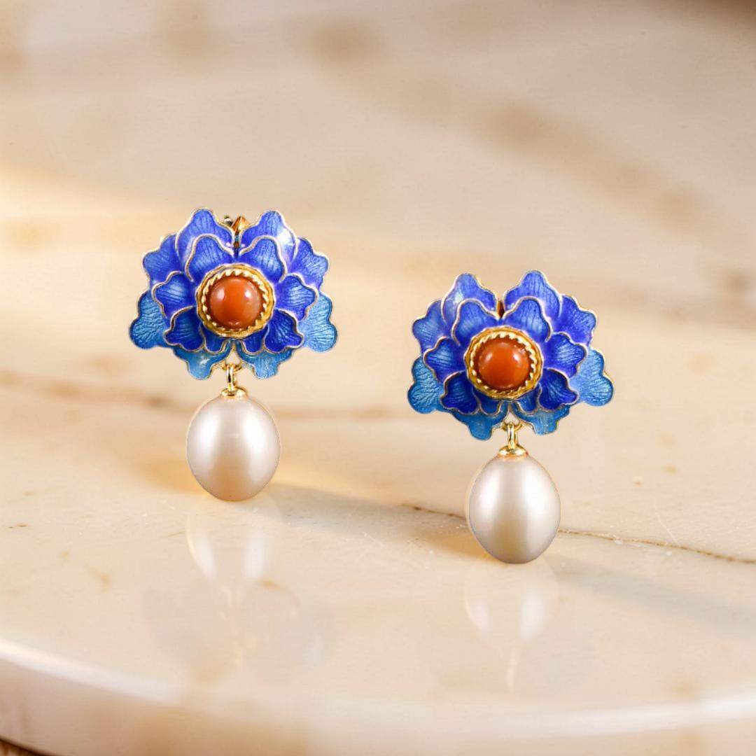 ATELIER-TIBET – Boucles d'Oreilles Lotus – Beauté de Vintage, Argent 925