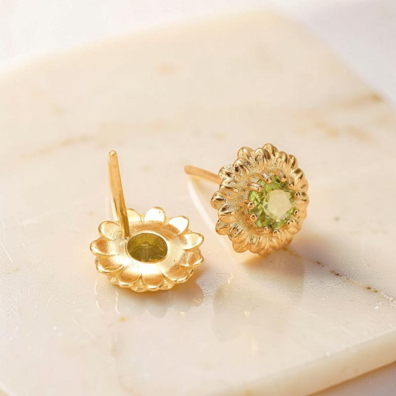 ATELIER-TIBET – Boucles d'Oreilles Péridot  – Doux Rayons, Argent Plaqué Or