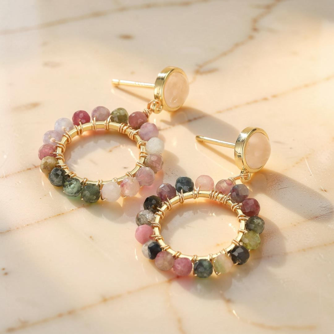 ATELIER-TIBET – Boucles d'Oreilles Tourmaline – Danse de L'Éveil