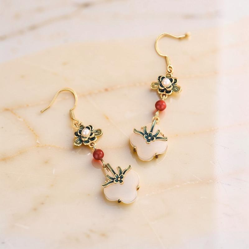 ATELIER-TIBET – Boucles d'Oreilles Trèfle en Jade – Chance